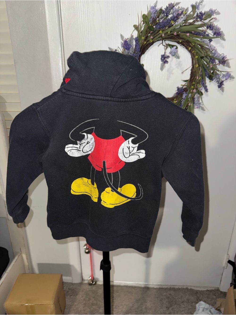 Disney Parks Mickey Mouse Kids XS Black Hoodie 3D Ears Front & Back Graphic - Picture 6 of 10